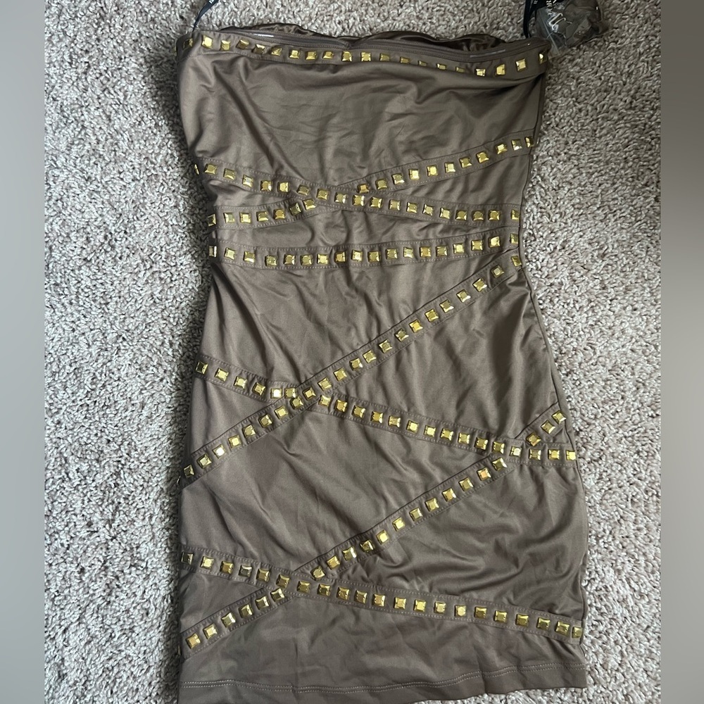Strapless dress with stud accents